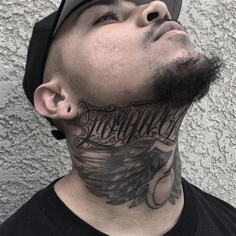 front neck tattoos for men|neck tattoos black male.